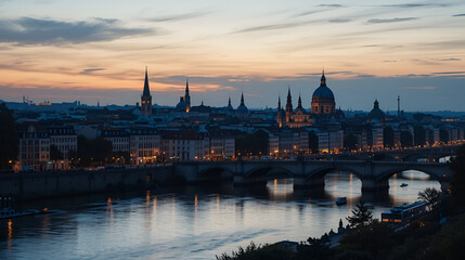 Obraz premium Cologne at dusk
