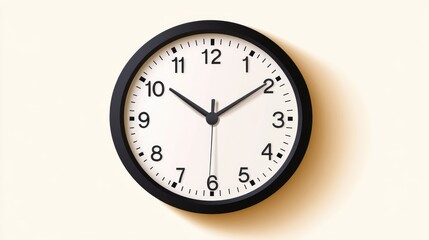 Simple black-framed wall clock showing the time