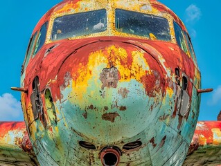 Abandoned Aircraft: Decaying Airplane, Weathered, Vintage, Rusty, Damaged, Old, Cockpit, Paint, Metal, Aviation
