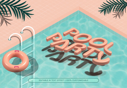 Inflated Summer Text Effect in Pool