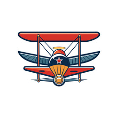 Flat and Minimal a vintage biplane icon vector illustration isolated on white background