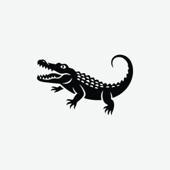 Download a high-quality crocodile silhouette vector with a clean white background. Perfect for logos, prints, and wildlife design projects.