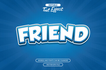 Friend editable text effect with blue color text and with 3d style text