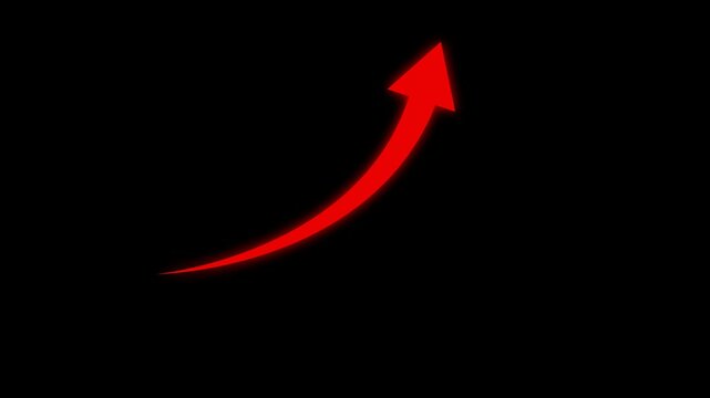 Growing business arrow on black. Profit arow .Business concept, growing chart. Concept of sales symbol icon with arrow moving up. Economic Arrow With Growing Trend,4k video