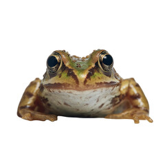 Close-up view of a vibrant frog resting on a surface, showcasing its intricate colors and textures