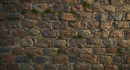 Obraz premium Rustic Brown Stone Wall Texture Old Masonry Weathered Brickwork Background