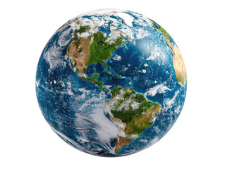 Obraz premium Planet Earth: A stunning, realistic depiction of Earth, our home, showcasing continents, oceans, and clouds against the backdrop of space.