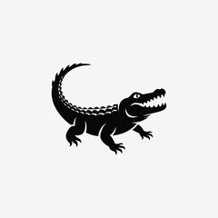 Download a high-quality crocodile silhouette vector with a clean white background. Perfect for logos, prints, and wildlife design projects.