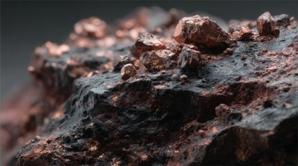 Niobium ore close-up displaying metallic luster and rough texture