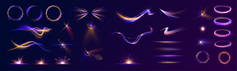 Fototapeta premium Twirl of power and glistering star glow in round motion with tornado rotation and light curve using comet streak and vibrant shine for dynamic sunbeam wind background and lens sparkle effect