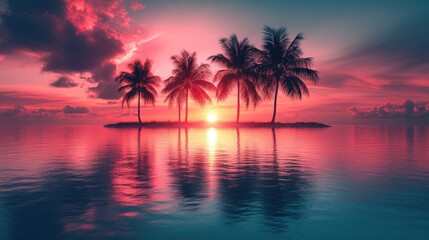 Tropical Island Sunset Paradise