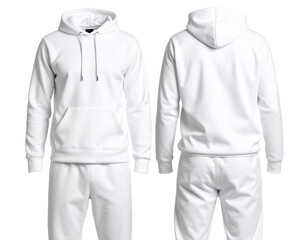 Naklejka premium Stylish White Hoodie and Sweatpants Combination: Transparent Background PNG