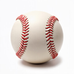 A classic white baseball with red stitching, isolated on a white background.