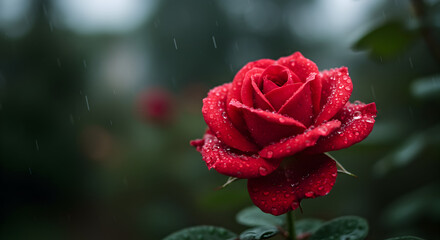 Red Rose Rain Drops: Nature Photography