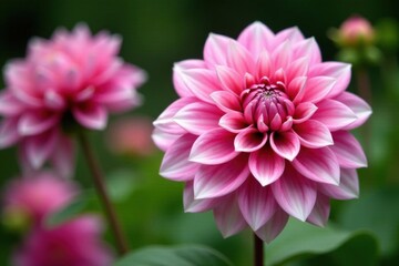 Obraz premium Pink white dahlia in Bellevue Washington garden Arbatax variety , Arbatax, elegant, summer