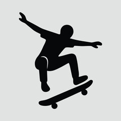 Skateboarder Mid Jump in Dynamic Pose Street Style Vector Illustration