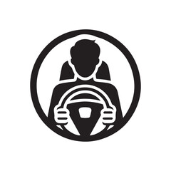 Driver icon vector on white background. Driver logo silhouette