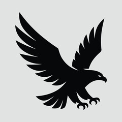 Flying Eagle with Wings Spread Minimal Silhouette Print Design Vector Illustration