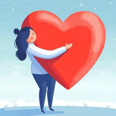 Visual Representation of Self-Compassion: A Person Embracing a Heart.
