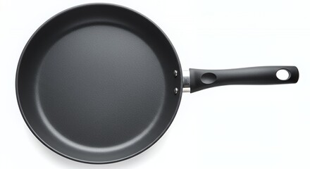 Nonstick Frying Pan with Black Handle Isolated on White