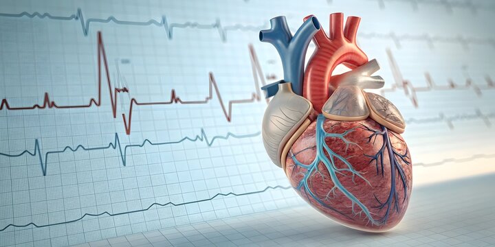 Comprehensive Heart Examination with Heart Model, Stethoscope, ECG Chart, and Medical Tools for Cardiovascular Health Assessment
