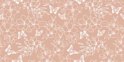 Lovely and Beautiful Spring Flowers Pattern for Fabric, Wallpaper, and More
