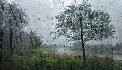 rainy day window scene gray light drizzle shadow tree outside abstract background texture