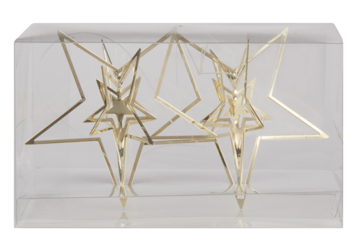 Christmas iron frame stars in a clear plastic box cut out isolated transparent background - Powered by Adobe