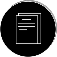 "Minimalist Icon Depicting Two Overlapping Documents or Papers Representing Files, Records, or Reports in White Line Style on Transparent Background"