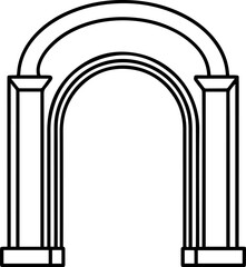 archway outline vector illustration line art