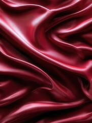 Obraz premium Shimmering red silk fabric with smooth, flowing folds and rich, luxurious texture.