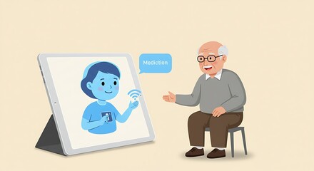 Senior Man Video Calling Grandchild Connecting Generations Through Technology