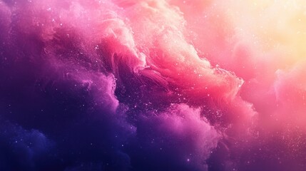 Fototapeta premium Dramatic purple and pink nebula with scattered stars and soft glowing light. Use it for a dreamy, spacey, or ethereal design background.
