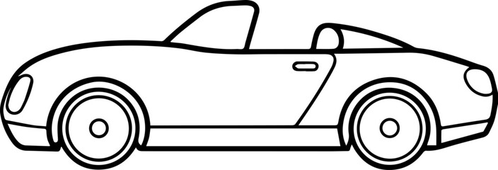 Classic convertible roadster outline vector illustration line art 