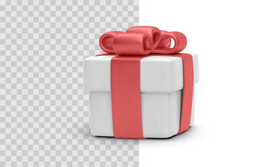 Gift Box Icon With Red Ribbon And Bow, Perfect For Holiday, Celebration, Birthday, And Special Occasion Design Projects. Glossy 3D Look For UI Or Marketing. Vector Illustration.