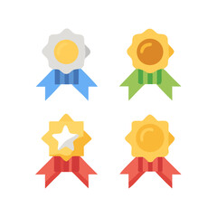 Colorful flat design badge set with ribbons on White