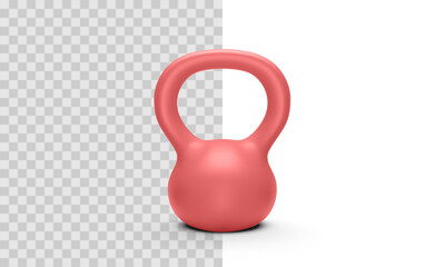 Kettlebell for Strength and Fitness Training in Minimal 3D Cartoon Style. Front View of Sport Equipment. Vector Illustration.
