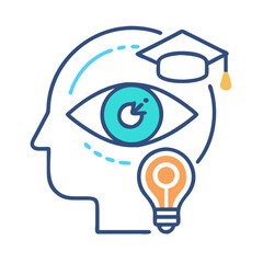 Creative learning and innovation concept with head outline