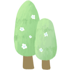 Two minimalist trees in a drawing style