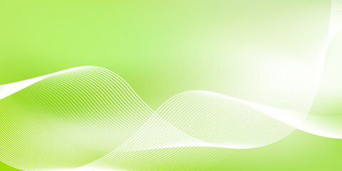 Abstract green gradient background with shining lines waves. Minimalist background for banner, poster, cover, brochure, flyer, website
