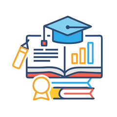 Education and learning concept with graduation cap over book