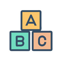 Colorful alphabet blocks stacked on White Background education concept