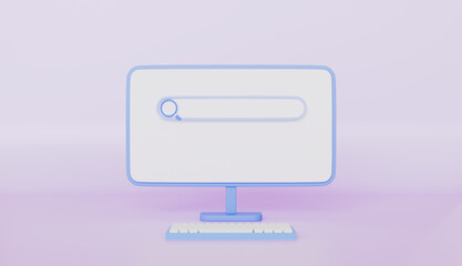 Computer with keyboard and online search concept