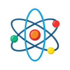Colorful Atom Illustration Showing Electrons Orbiting the Nucleus
