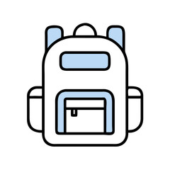 Minimalist light blue chair icon isolated on White Background