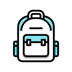 Minimalist robot face logo on White Background with teal