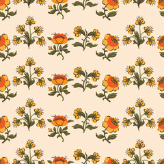 Coquette rustic floral seamless pattern, background for fabric, wallpaper, wrapping, clothes