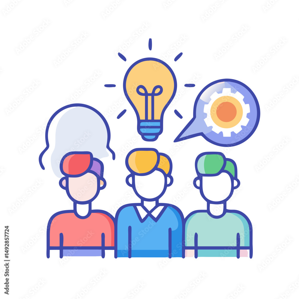 Poster team brainstorming session with idea generation and problem solving