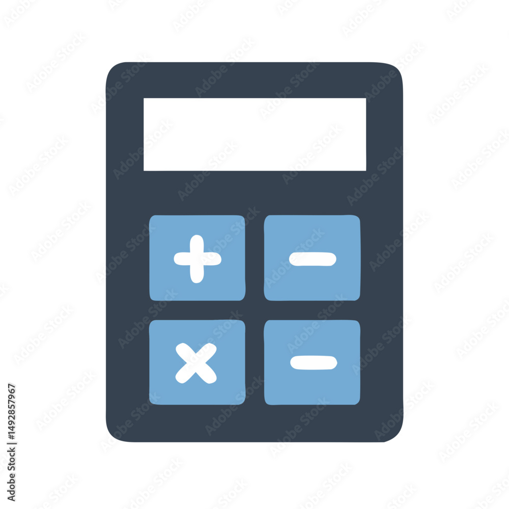Poster calculator icon in flat design with basic operations