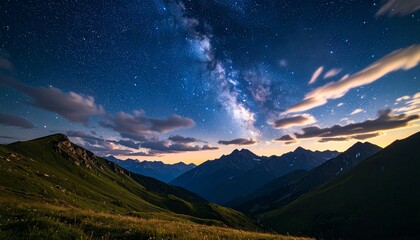 night sky filled with stars and clouds over a serene landscape captures the beauty of the universe